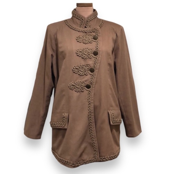 Soft Surroundings Coat Size XL Brown Scrollwork - Picture 1 of 12